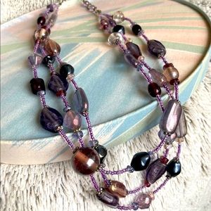 Statement Necklace Purple Beaded